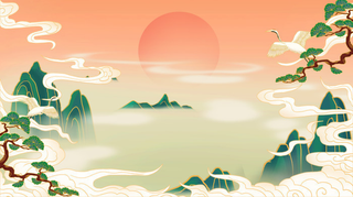 国潮山水风景高清背景高清