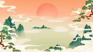 国潮山水风景高清背景高清