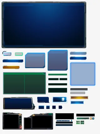 蓝色光效手绘标签免抠