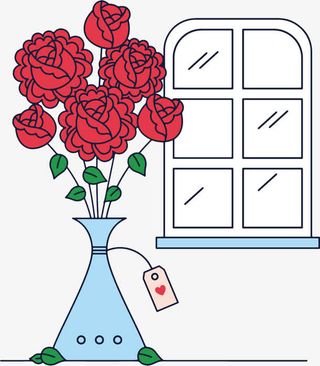 一盆玫瑰花免抠