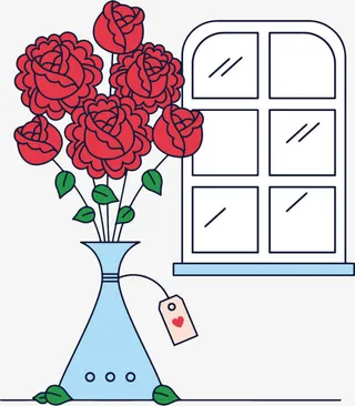 一盆玫瑰花免抠