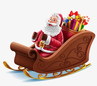 褐色冬日卡通圣诞老人免抠