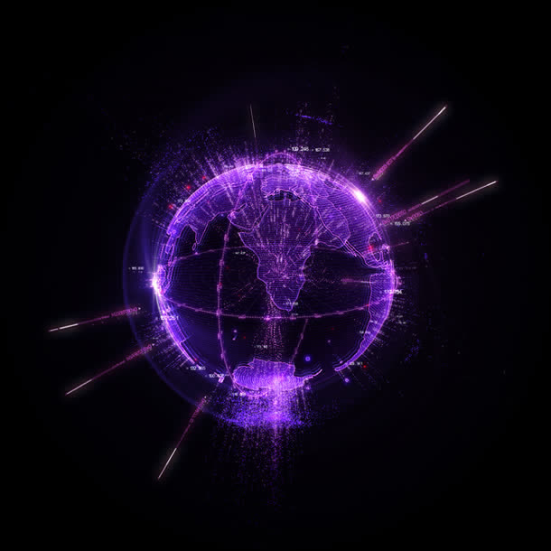 紫色炫酷特效发光免抠