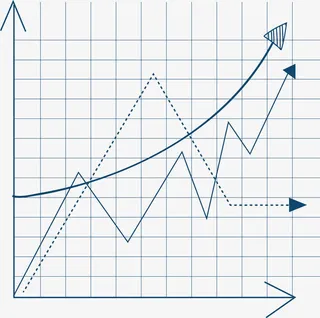 蓝色网格数据折线图免抠