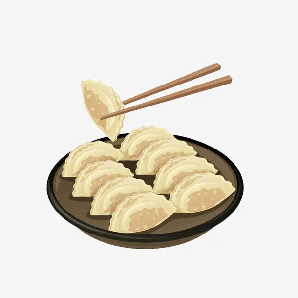 卡通一盘饺子免抠图免抠