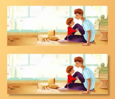 感恩父亲节卡通手绘居家背景高清