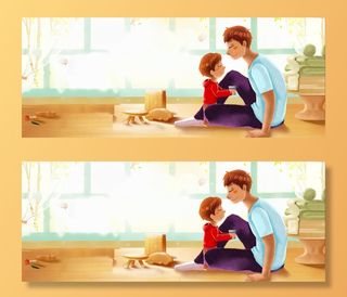 感恩父亲节卡通手绘居家背景高清