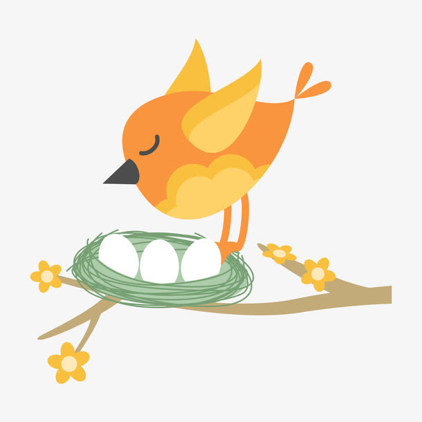 鸟妈妈和鸟蛋手绘图免抠