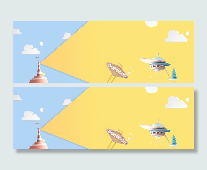 卡通小清新宇宙飞船背景banner装饰高清
