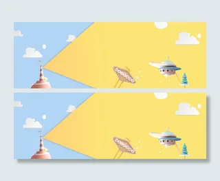 卡通小清新宇宙飞船背景banner装饰高清