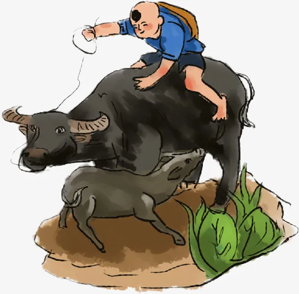清明骑牛图，免抠