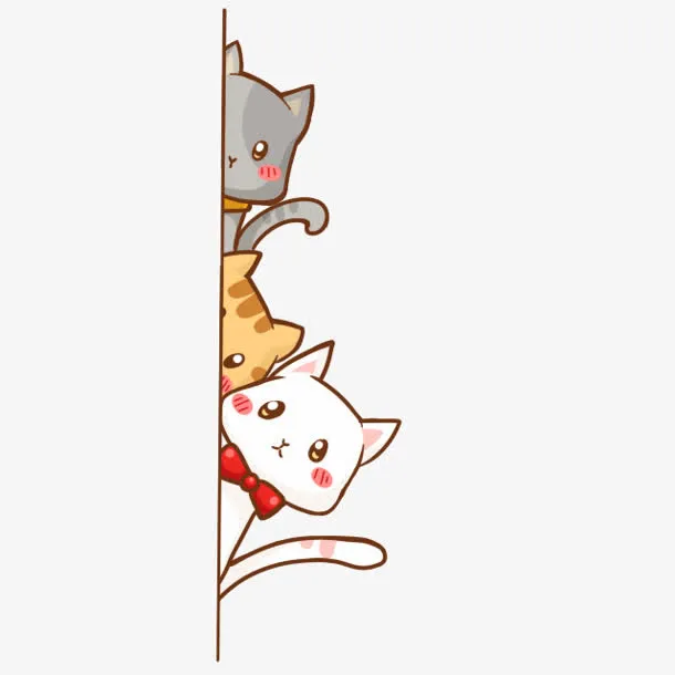 猫侧边偷看卡通装饰免抠