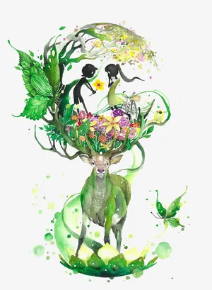 卡通麋鹿鹿角免抠