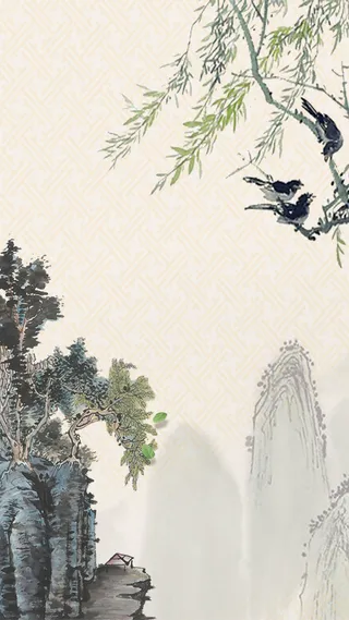 中国风传统山水春天主题广告高清