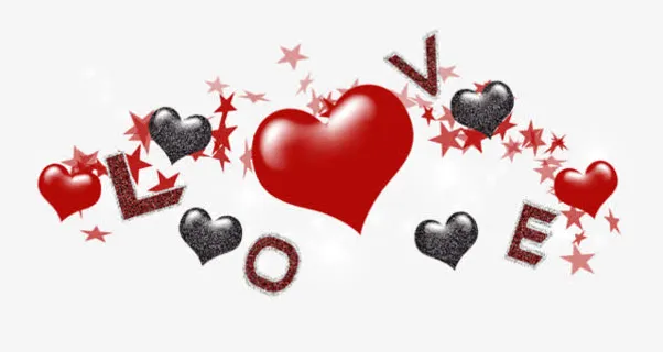 红色爱心英文LOVE照片装饰免抠