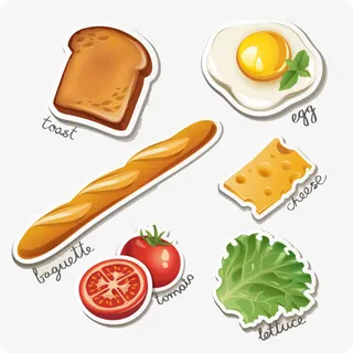 创意剪纸西式早餐矢量素材免抠