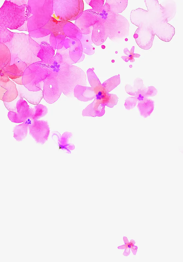 手绘粉色渐变花朵装饰免抠