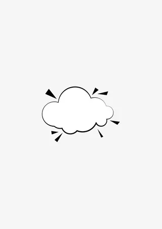 云状黑白爆炸对话框免抠