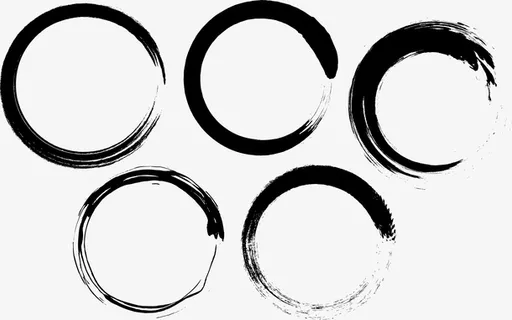 水墨古风毛笔笔触免抠标签元素