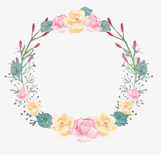 卡通手绘美丽的花环免抠