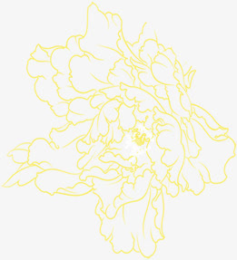 手绘黄色春节线条花纹免抠