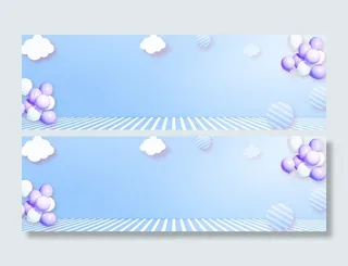 蓝色清新气球卡通背景高清