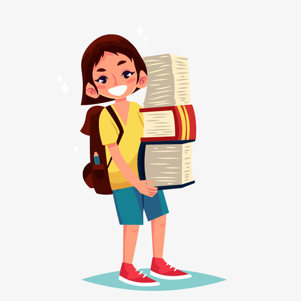 抱书本的学生免抠