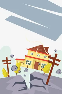 地震自然灾害安全教育图案免抠