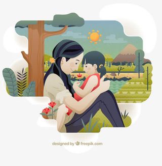 通母亲节插画矢量图下载免抠