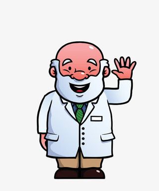 老人卡通打招呼免抠