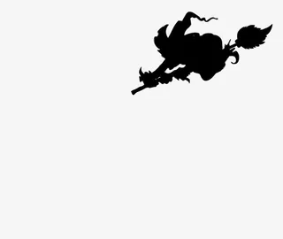 万圣节女巫骑扫把卡通元素免抠