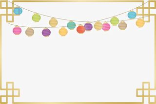 中国风灯笼金色框架免抠