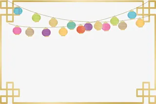 中国风灯笼金色框架免抠