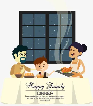 一家三口共进晚餐免抠