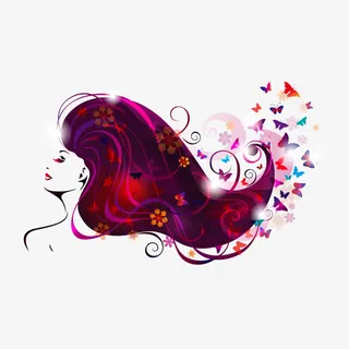 时尚幻彩美女头像矢量素材免抠