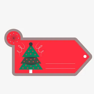 圣诞树红色标签免抠