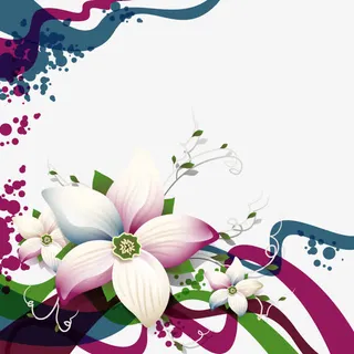 矢量节日装饰元素鲜花彩带免抠