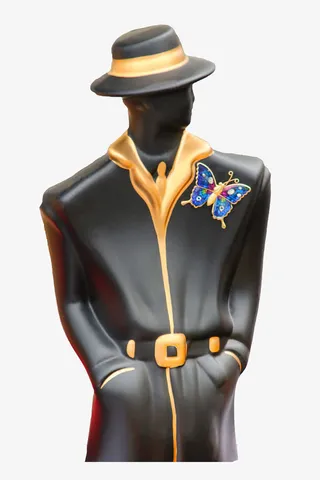 手绘黑色男模免抠