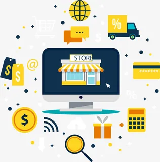 矢量手绘网络购物免抠