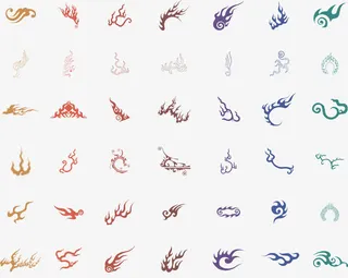 中国风古代火焰图腾纹样免抠