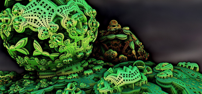 神秘绿色花纹雕刻banner图高清