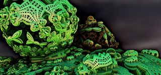 神秘绿色花纹雕刻banner图高清