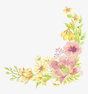 手绘卡通花卉角边装饰免抠