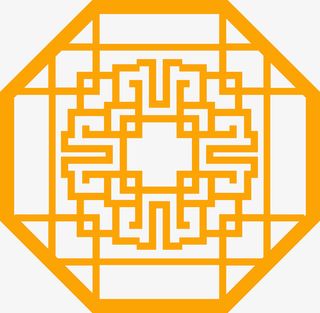 中式窗格边框屏风免抠