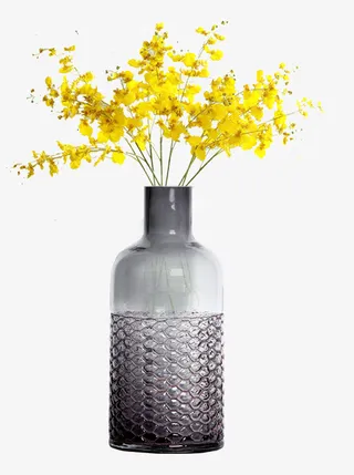 中式插花迎春花花瓶免抠