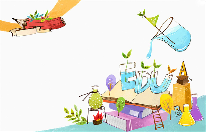 手绘卡通教育插画背景素材高清