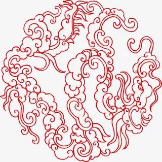 红色圆形花纹免抠