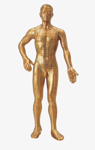 男性针灸铜像免抠