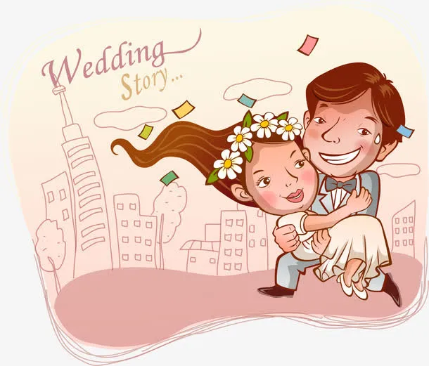 卡通婚纱照png矢量素材免抠