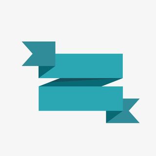 蓝色折叠丝带标签免抠